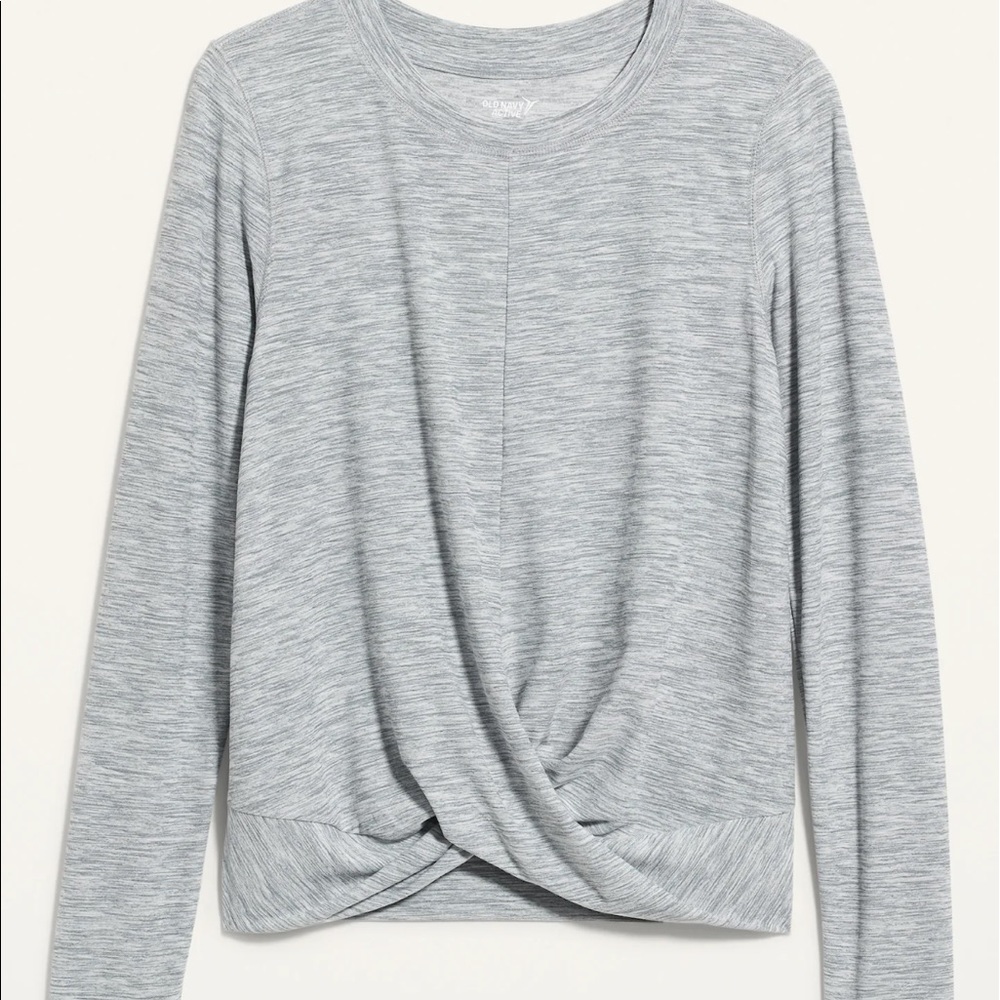 Old Navy Relaxed Breathe ON Twist-Hem Cropped Top for Women. Workout top